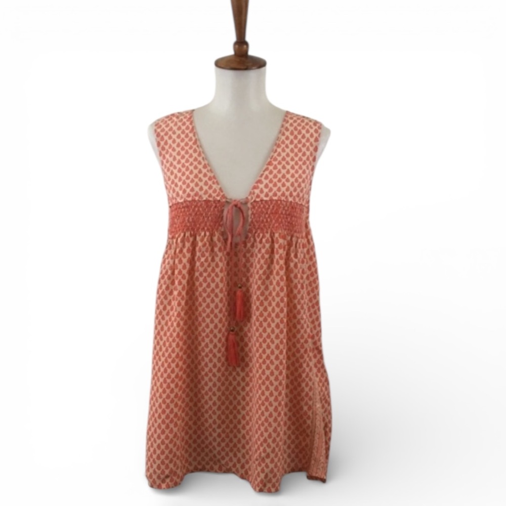 Tracy Reese Plenty 100% Silk Blouse Smocked Sleeveless‎  Boho Preppy Retro